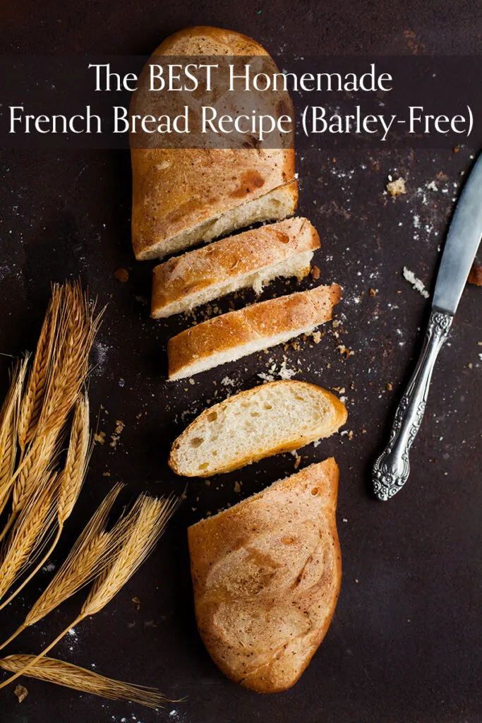 Below the crusty layer of this barley-free homemade french bread recipe lies a bread with a soft, delicate texture. This bread is the perfect addition to your favorite soups, pasta, and sandwich dishes.