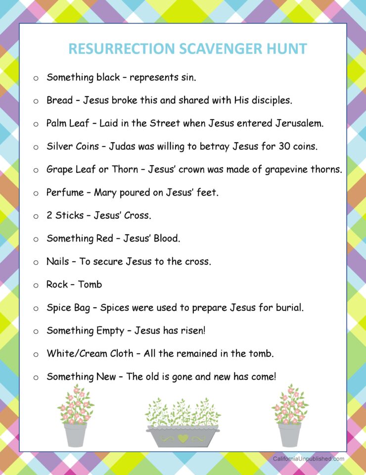 Free Printable Resurrection Scavenger Hunt: A Fun Easter Activity for ...