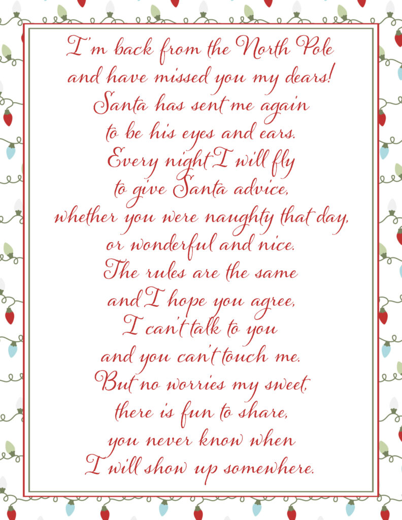 Free Printable Letter from the Elf on the Shelf