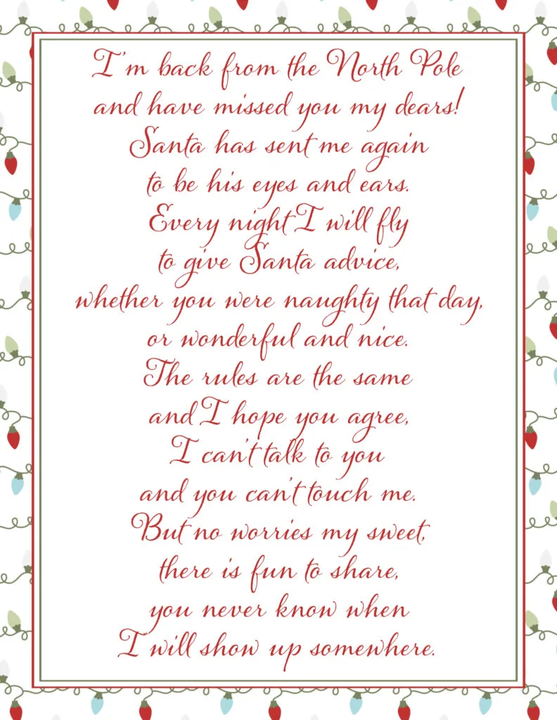 Elf on the Shelf Free Printable