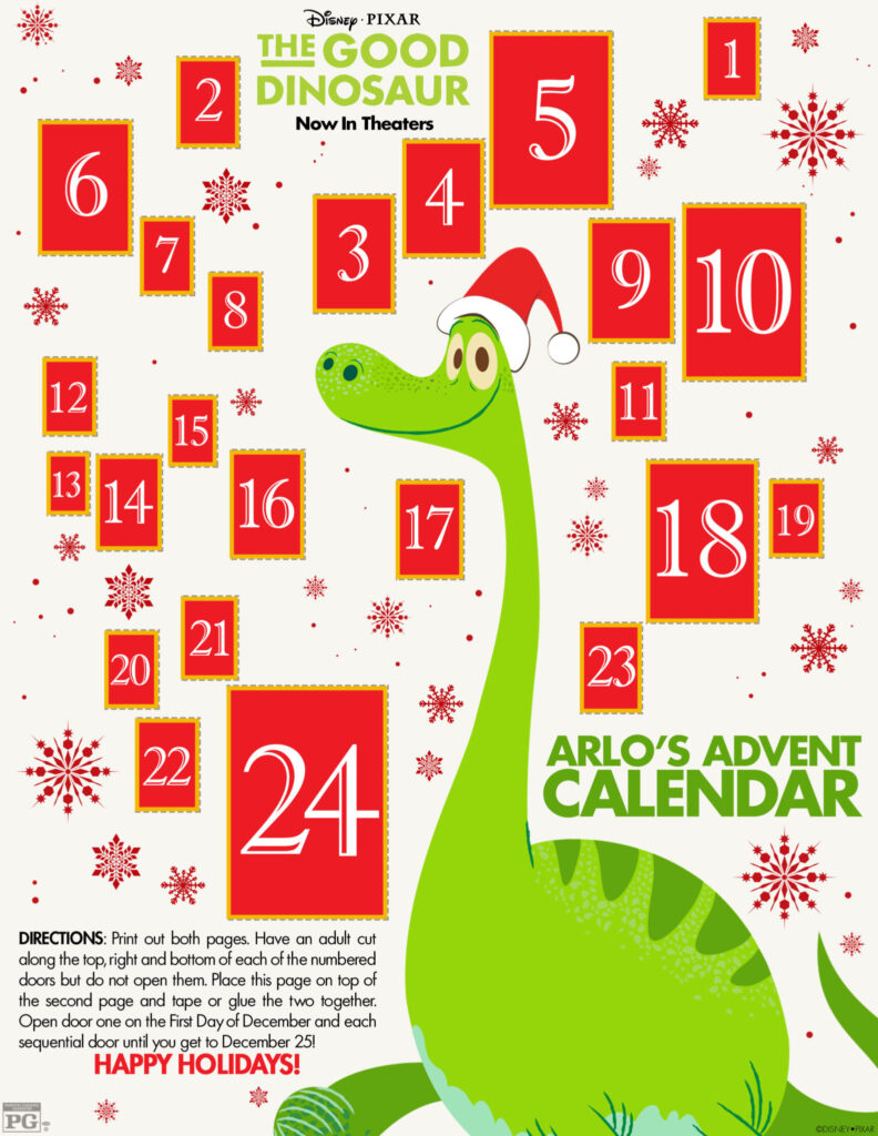 The Good Dinosaur Advent Calendar and Christmas Activities
