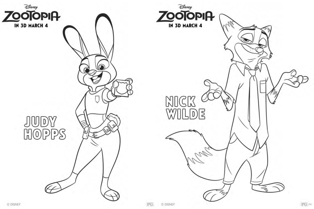 Zootopia Character Coloring Pages