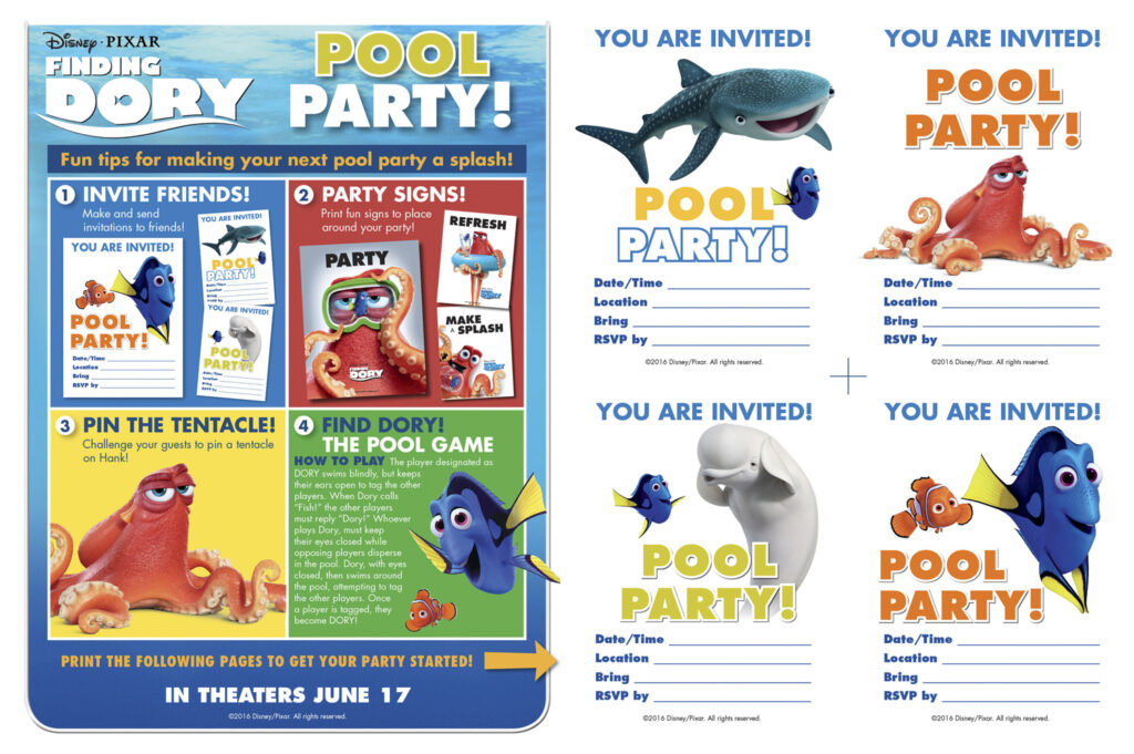 FREE Finding Dory Party Supplies and Games