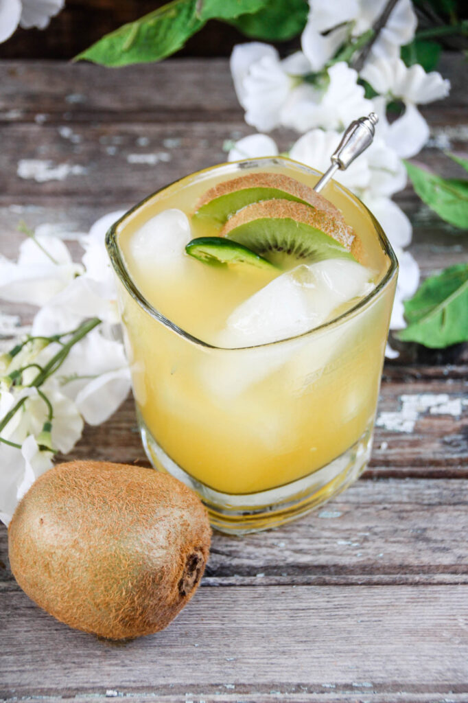 Take your taste buds on a trip to the islands with this Spicy Tropical Bourbon Cocktail, boasting with the flavors of grapefruit, pineapple, and fresh kiwi.