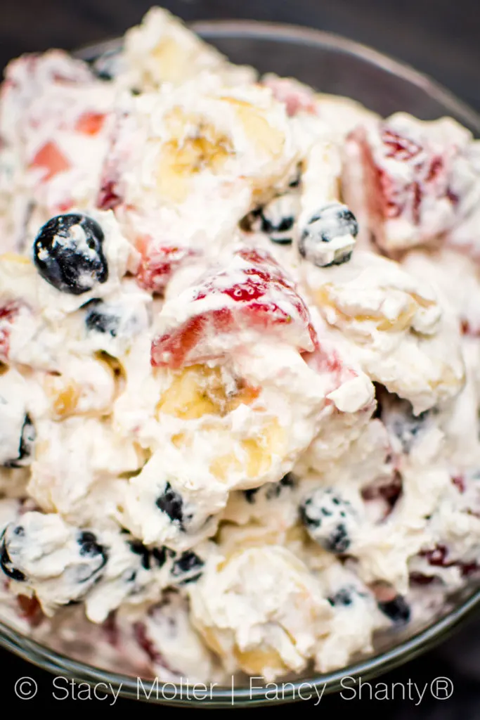 Red, White, and Blue Cheesecake Salad Recipe - California Unpublished