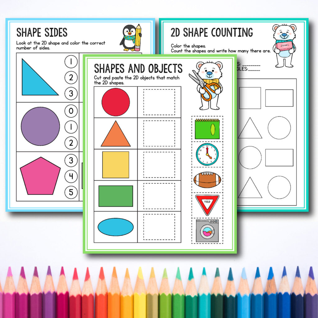 kindergarten printable worksheets shapes