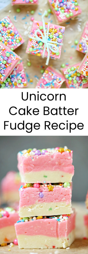 Unicorn Cake Batter Fudge Recipe