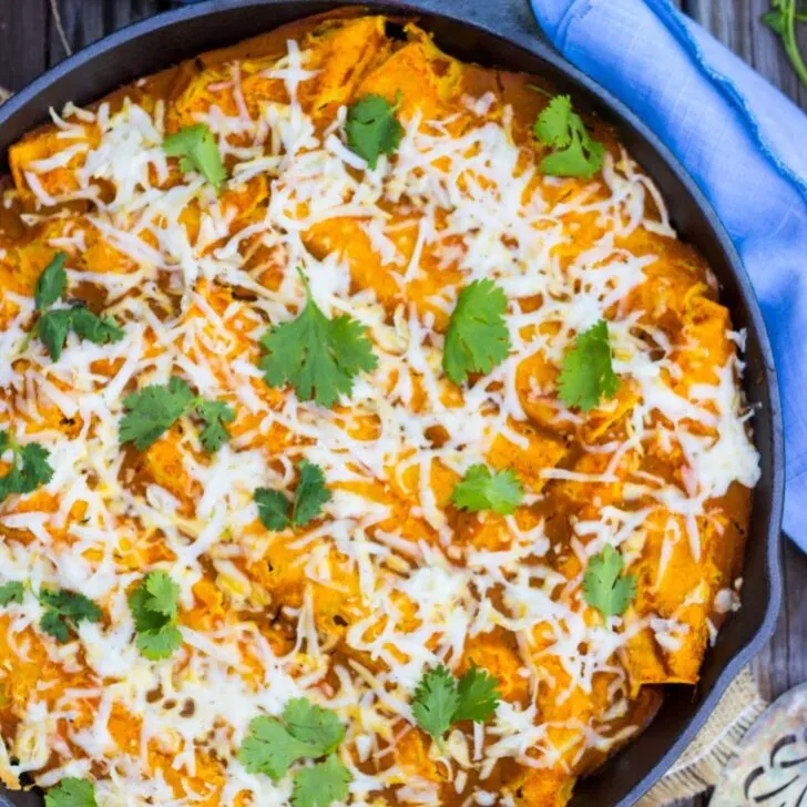Veggie Enchiladas with Pumpkin Enchilada Sauce