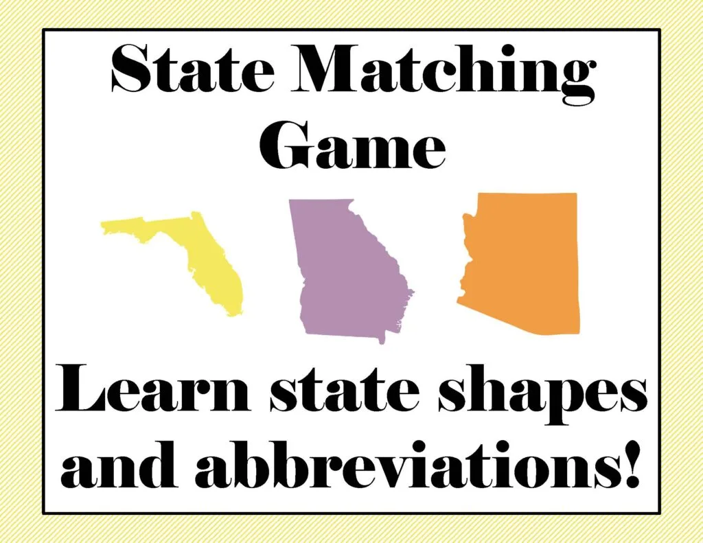 Free Printable U.S. State Matching Game 1 Free Printable U.S. State Matching Game