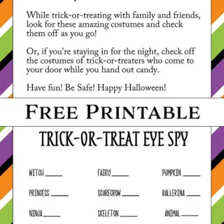 Free Printable Halloween Trick or Treat Eye Spy Game