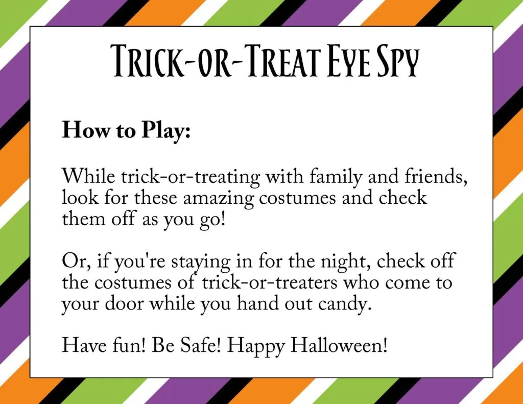Free Printable Halloween Trick or Treat Eye Spy Game 2 Free Printable Halloween Trick or Treat Eye Spy Game
