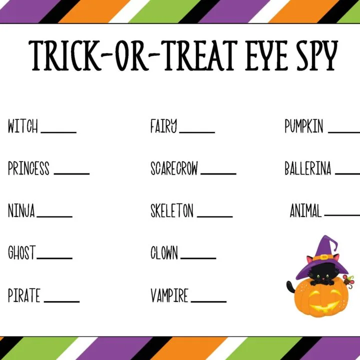 Free Printable Halloween Trick or Treat Eye Spy Game