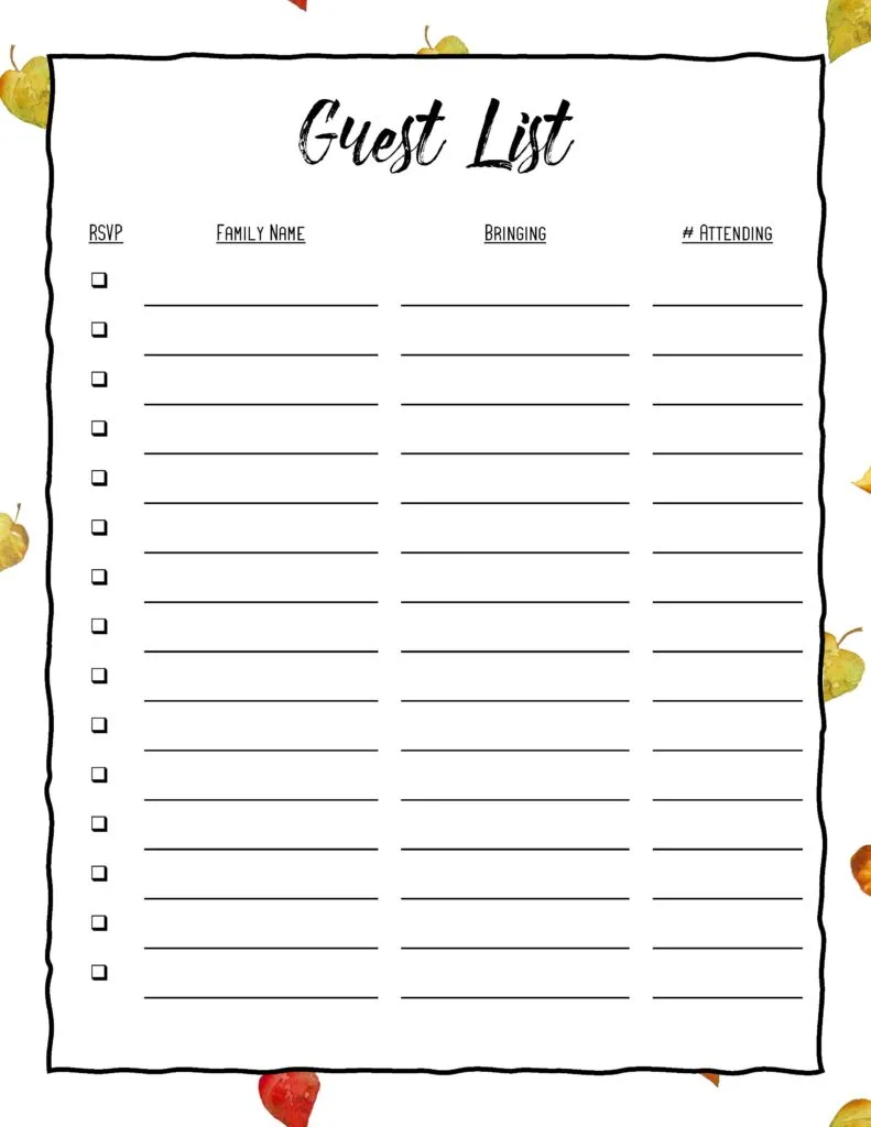 Free Printable Thanksgiving Planner