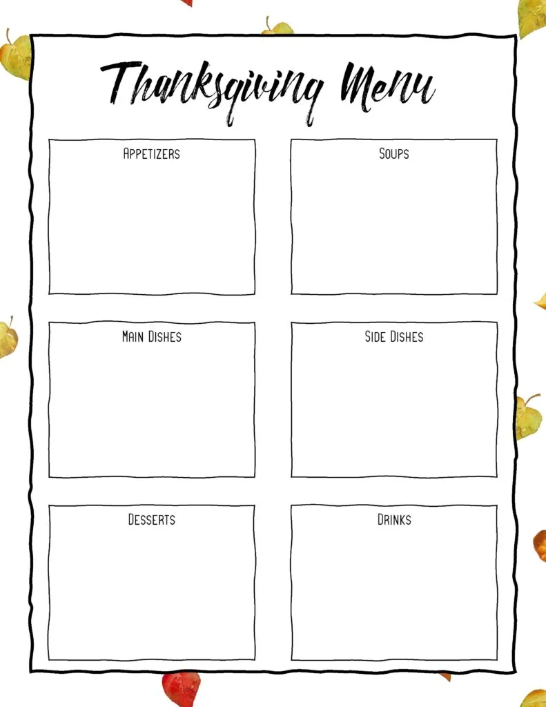 Free Printable Thanksgiving Planner