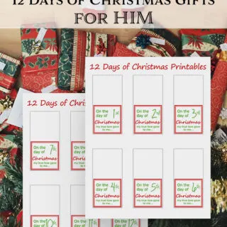 Celebrate the 12 Days of Christmas with this free printable--12 days of Christmas gifts for him gift tags (+ gifting ideas).