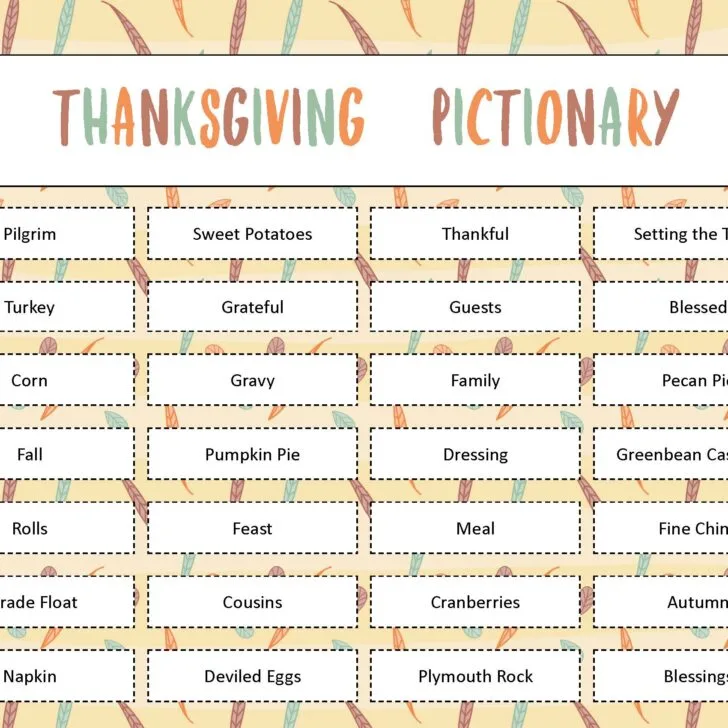 Free Printable Thanksgiving Pictionary Game