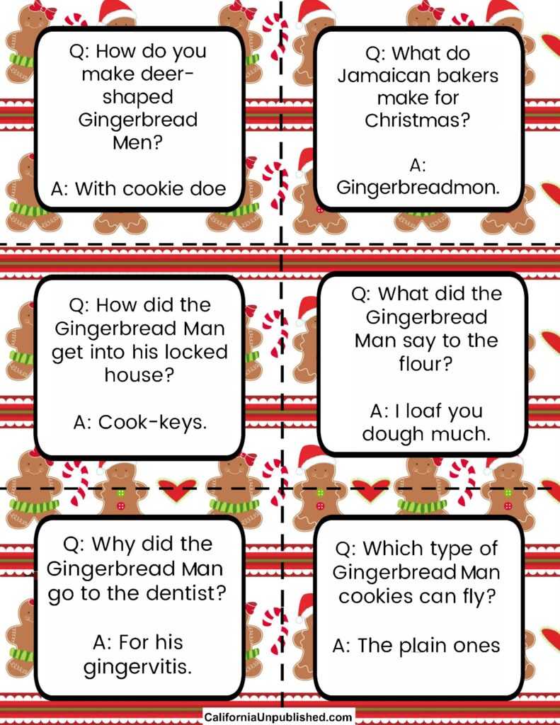 Free Printable Gingerbread Man Lunch Box Notes