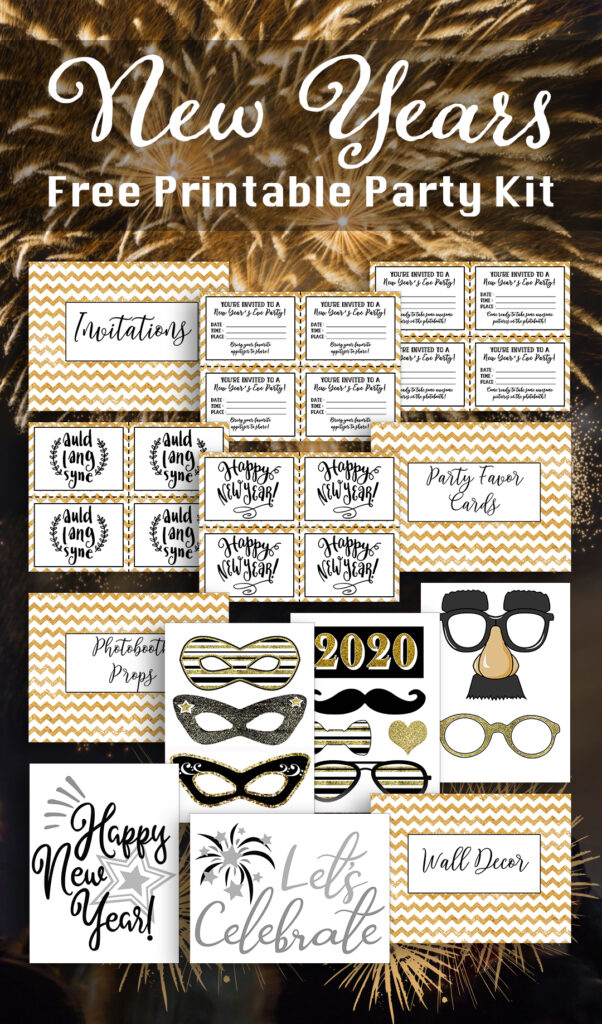 Ring in the new year with this ultimate, free printable New Years party kit featuring 22 pages of festive New Years printables to help you host an amazing New Years party.