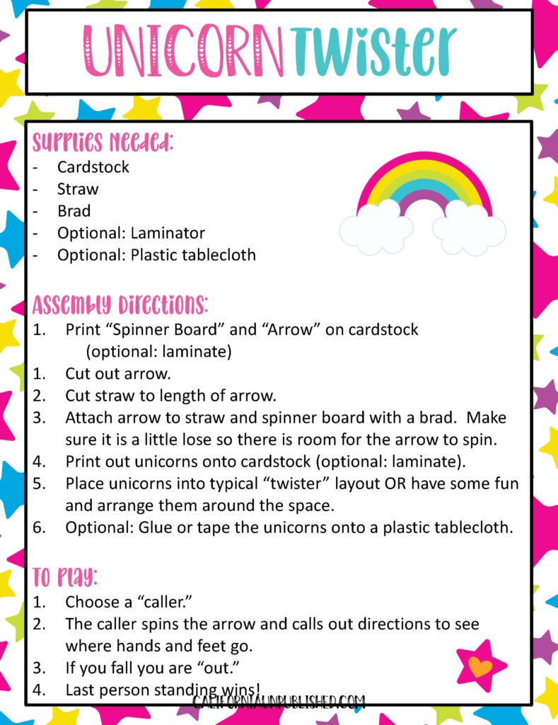 Free Printable Birthday Party Games