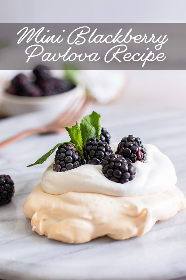 This mini blackberry pavlova recipes is the perfect summer dessert, crisp on the outside and marshmallow soft inside.

Top with your favorite whipped cream and fresh fruit for a show-stopping meringue dessert everyone will love.