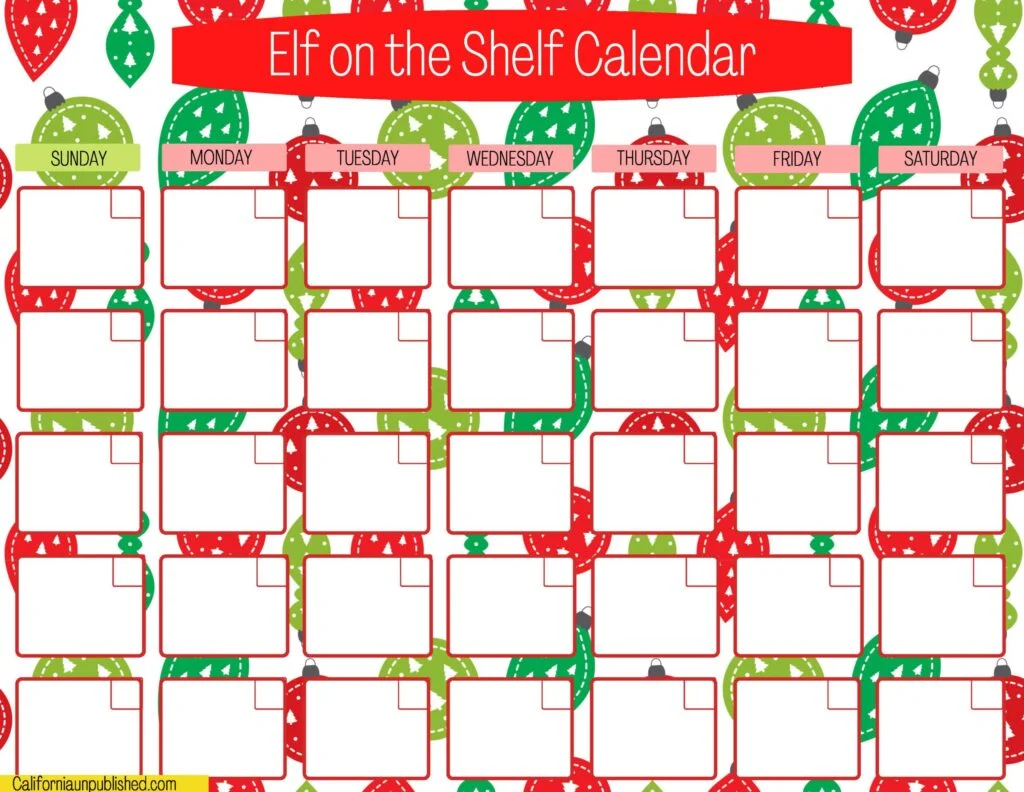 Free Printable Elf on the Shelf Planner