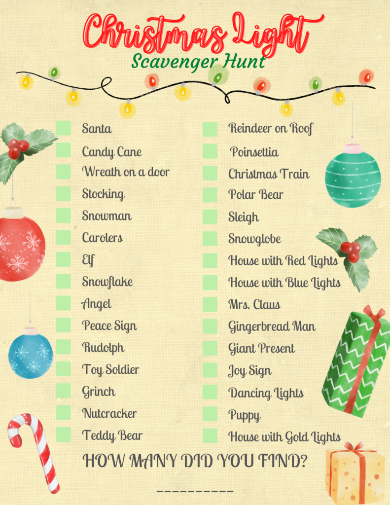 Free Printable Christmas Light Scavenger Hunt