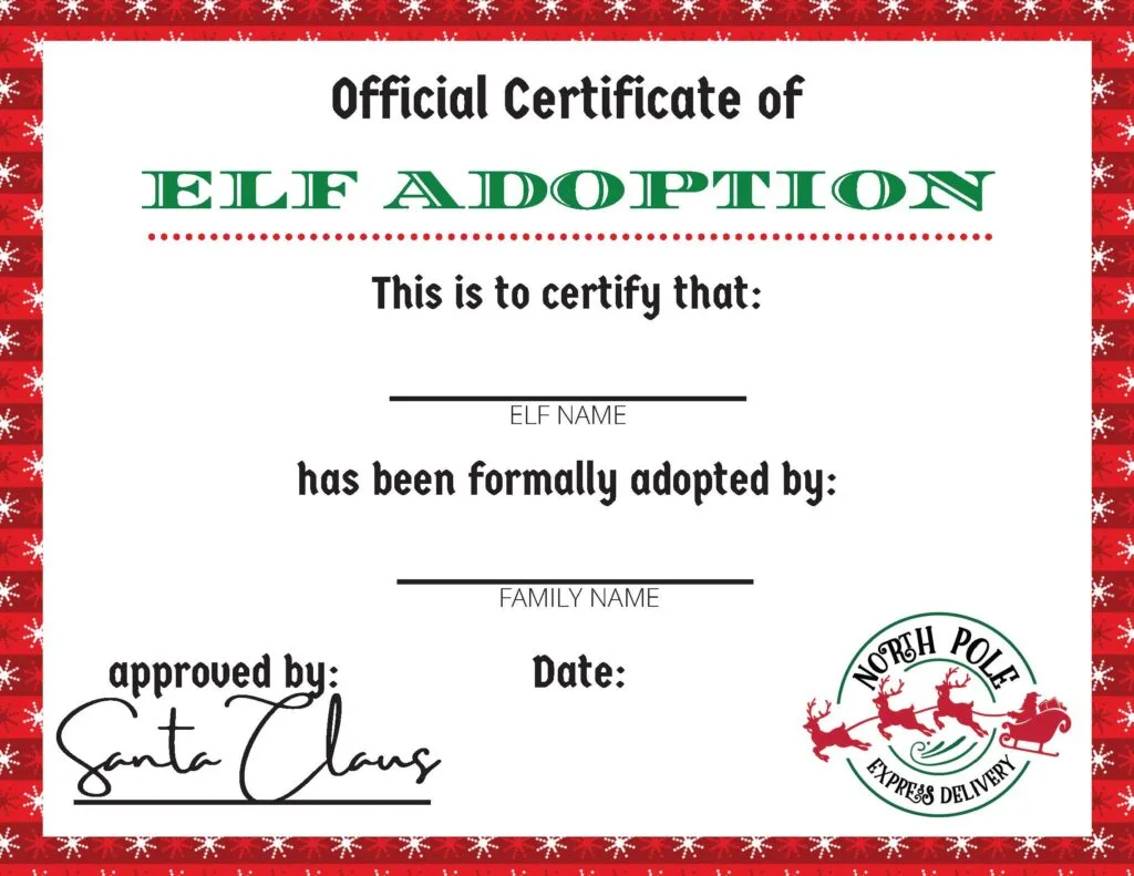 Free Printable Elf on the Shelf Adoption Certificate: Get Your Kids Excited for the Holidays!