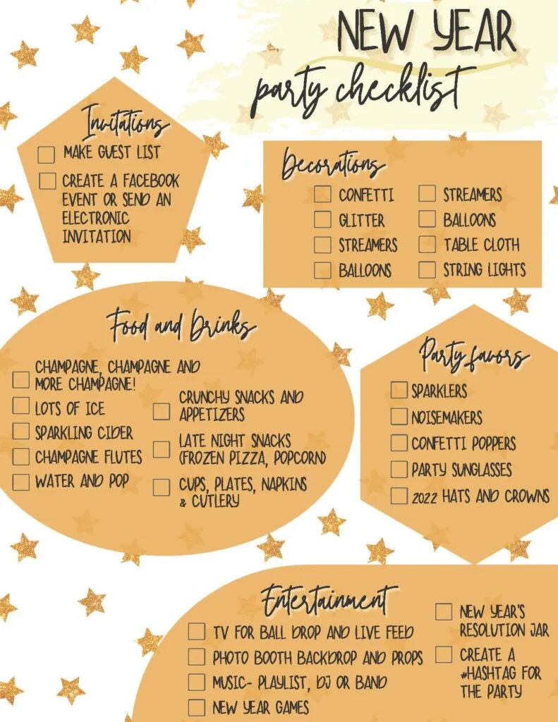 New Year's Eve is a fun and exciting time for everyone all over the world! We're here to help you have the best party ever with our easy to use New Year's Eve party checklist! #NewYear2022 #NewYear #NewYearsEve2022 