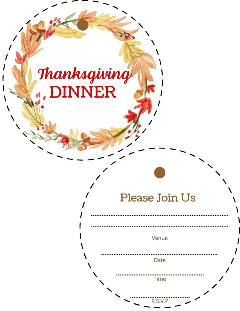 Free Printable Thanksgiving Dinner Invitation