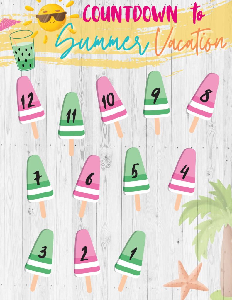 Free Printable Countdown to Summer Vacation
