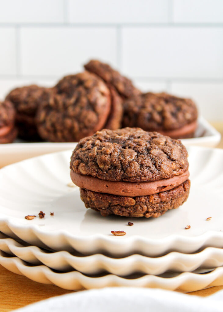 Move aside, Little Debbie! This oh so chocolate-y version of your favorite oatmeal cream pies features a decadent twist you're sure to love. 
