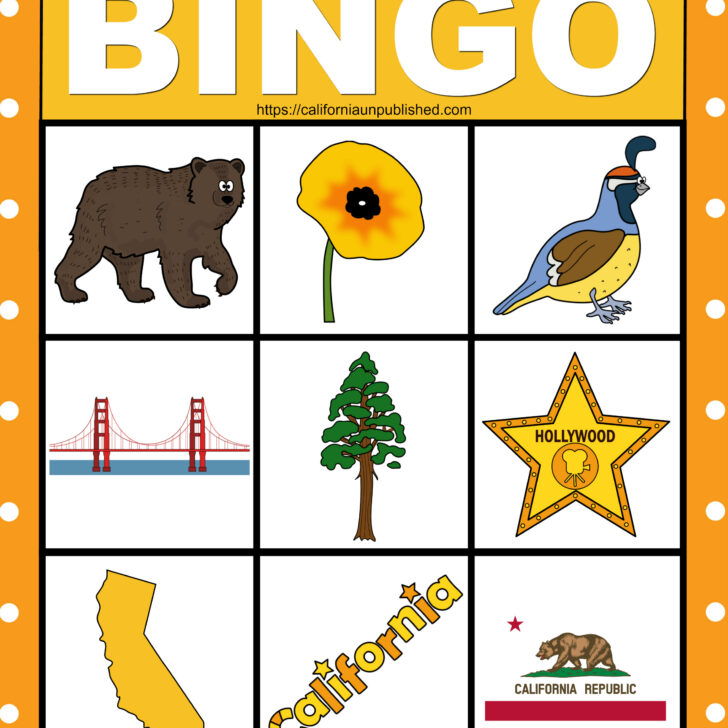 California Themed Free Printable Bingo Game: Fun for the Whole Family!
