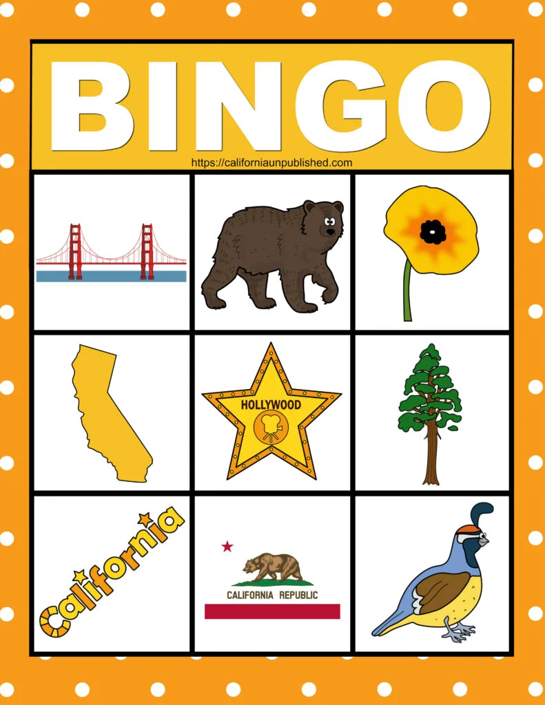 California Themed Free Printable Bingo Game: Fun for the Whole Family!