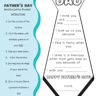 Free Printable Father's Day Writing Prompt Ideas for Kids to Express Love